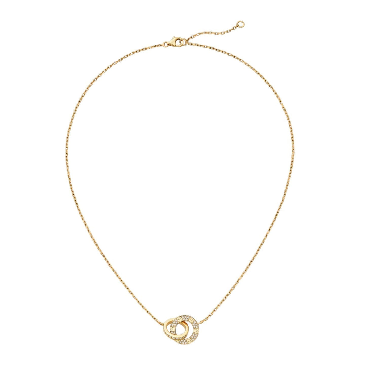 [Loran]LOVE DOUBLE-RING PENDANT FULL-PAVÉ NECKLACE