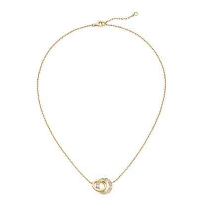 [Loran]LOVE DOUBLE-RING PENDANT FULL-PAVÉ NECKLACE