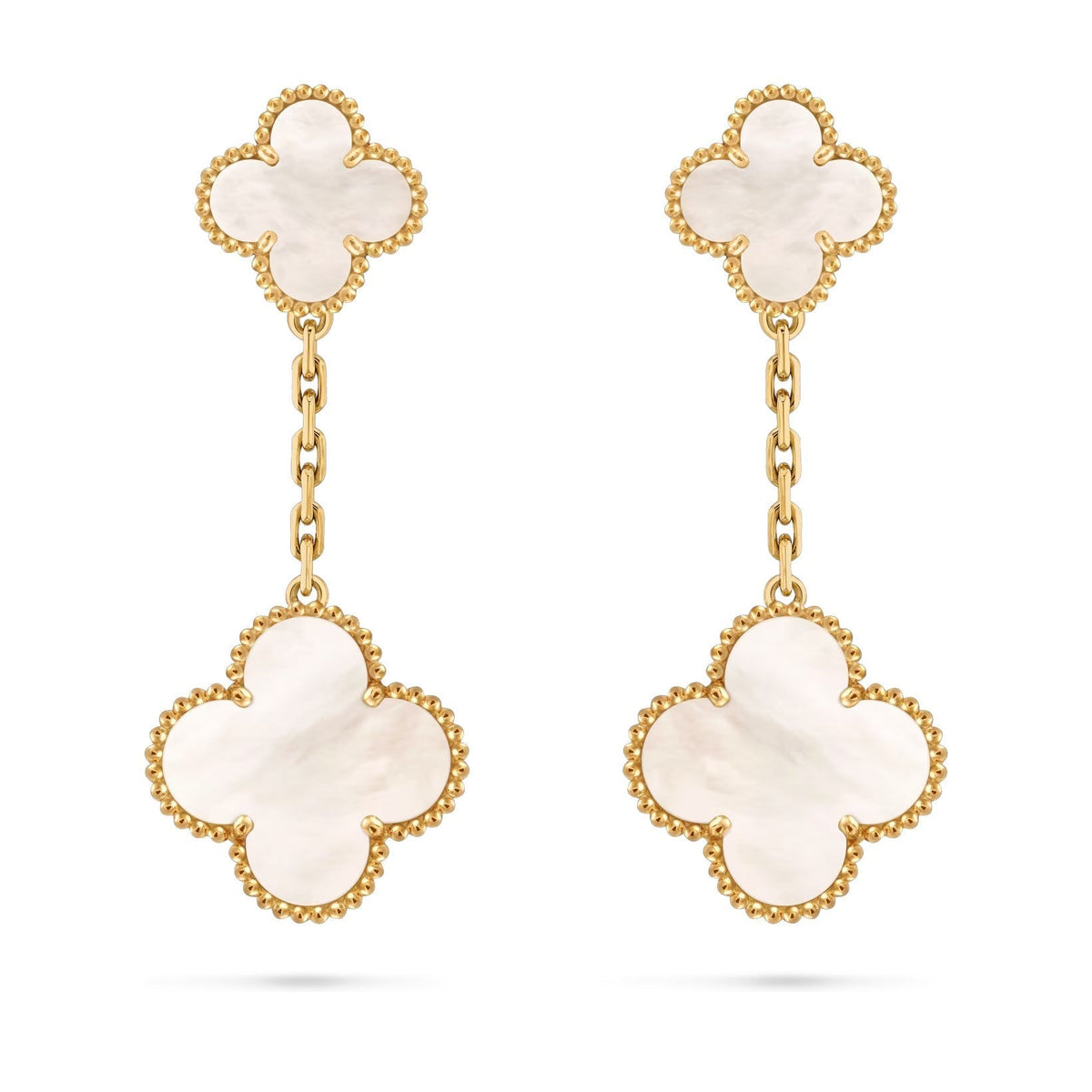 [Loran]CLOVER DUAL-MOTIF STATEMENT STUD EARRINGS - DOUBLE-CHARM COLLECTION
