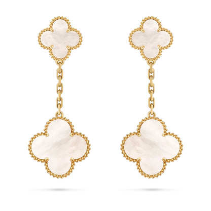 [Loran]CLOVER DUAL-MOTIF STATEMENT STUD EARRINGS - DOUBLE-CHARM COLLECTION