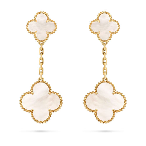[Loran]CLOVER DUAL-MOTIF STATEMENT STUD EARRINGS - DOUBLE-CHARM COLLECTION