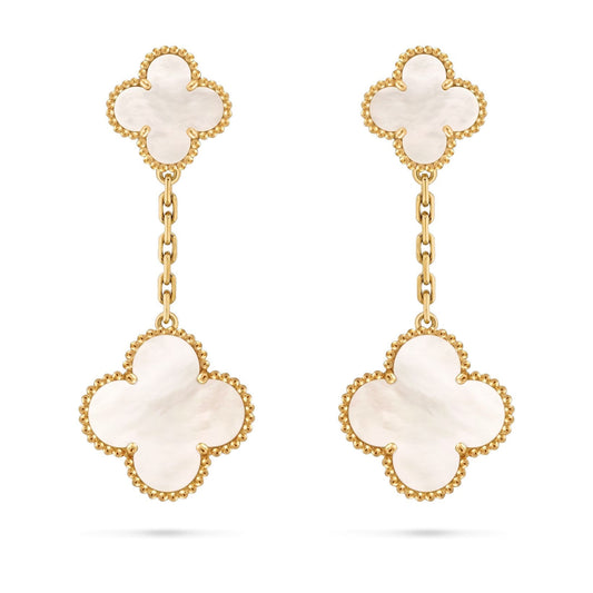 [Loran]CLOVER DUAL-MOTIF STATEMENT STUD EARRINGS - DOUBLE-CHARM COLLECTION
