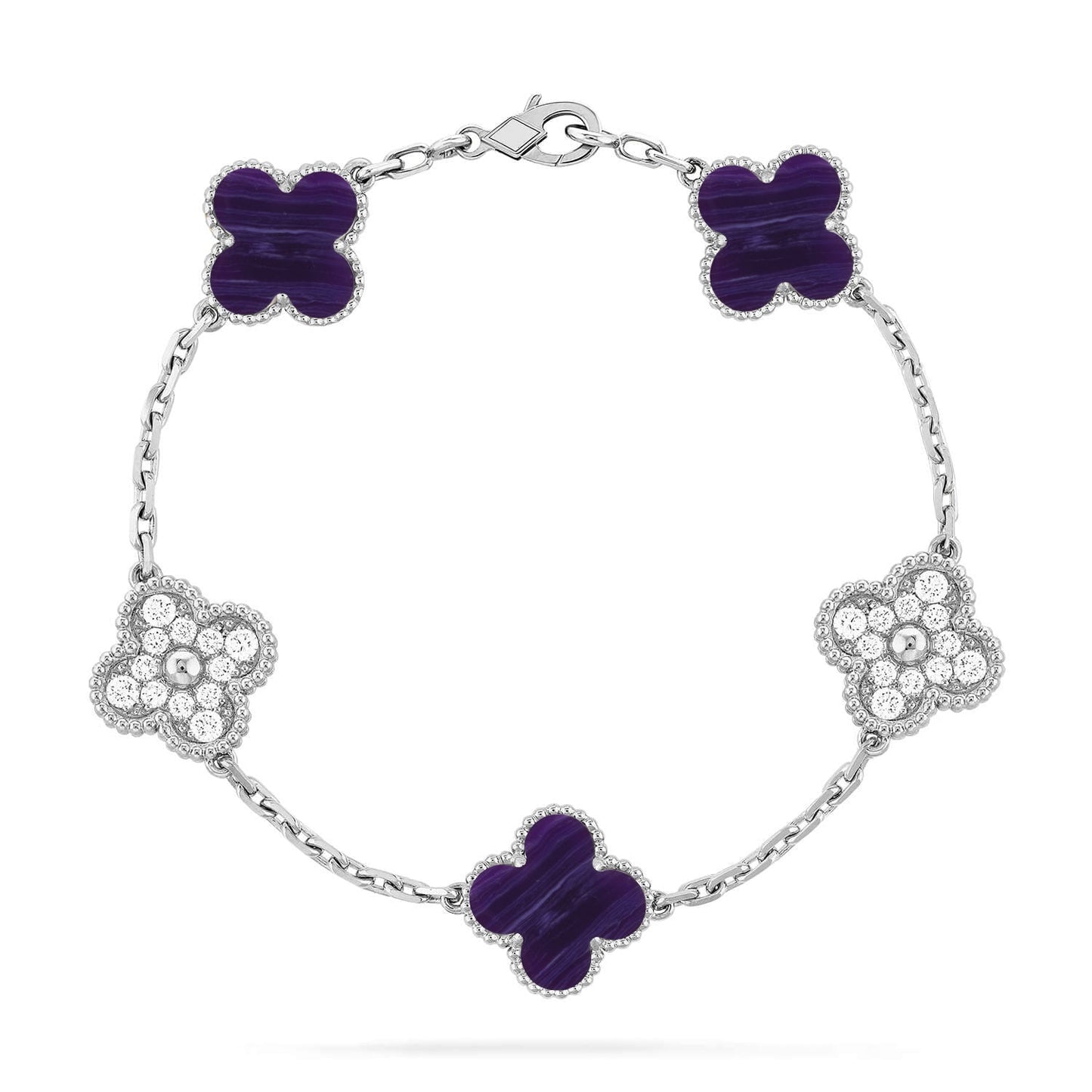 [Loran]LUCKY CLOVER 5-MOTIF BRACELET - CHAROITE COLLECTION