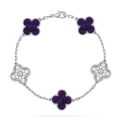 [Loran]LUCKY CLOVER 5-MOTIF BRACELET - CHAROITE COLLECTION