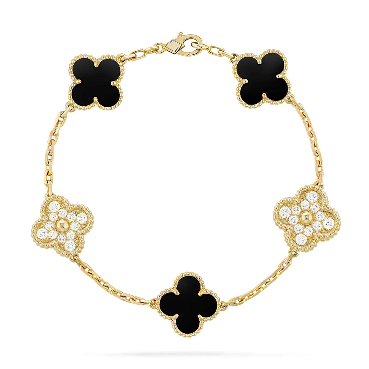 [Loran]LUCKY CLOVER 5-MOTIF BRACELET - BLACK OXNY COLLECTION