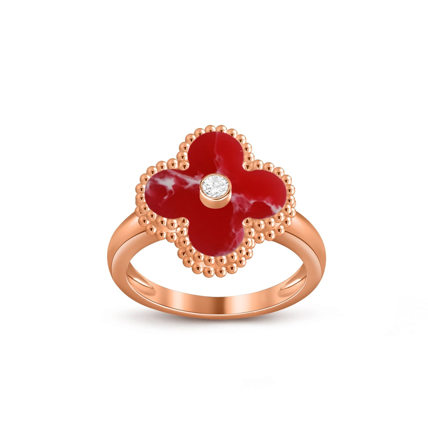 [Loran]LUCKY CLOVER DIAMOND-ACCENT ROSE GOLD RING COLLECTION