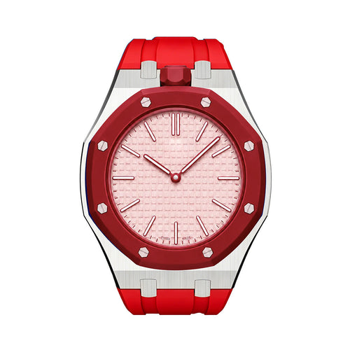 [Loran]OAK POP ORANGE-RED STEEL SILICONE STRAP
