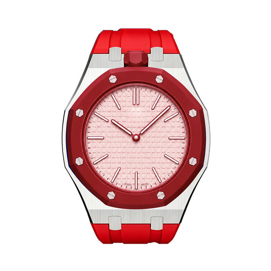 [Loran]OAK POP ORANGE-RED STEEL SILICONE STRAP