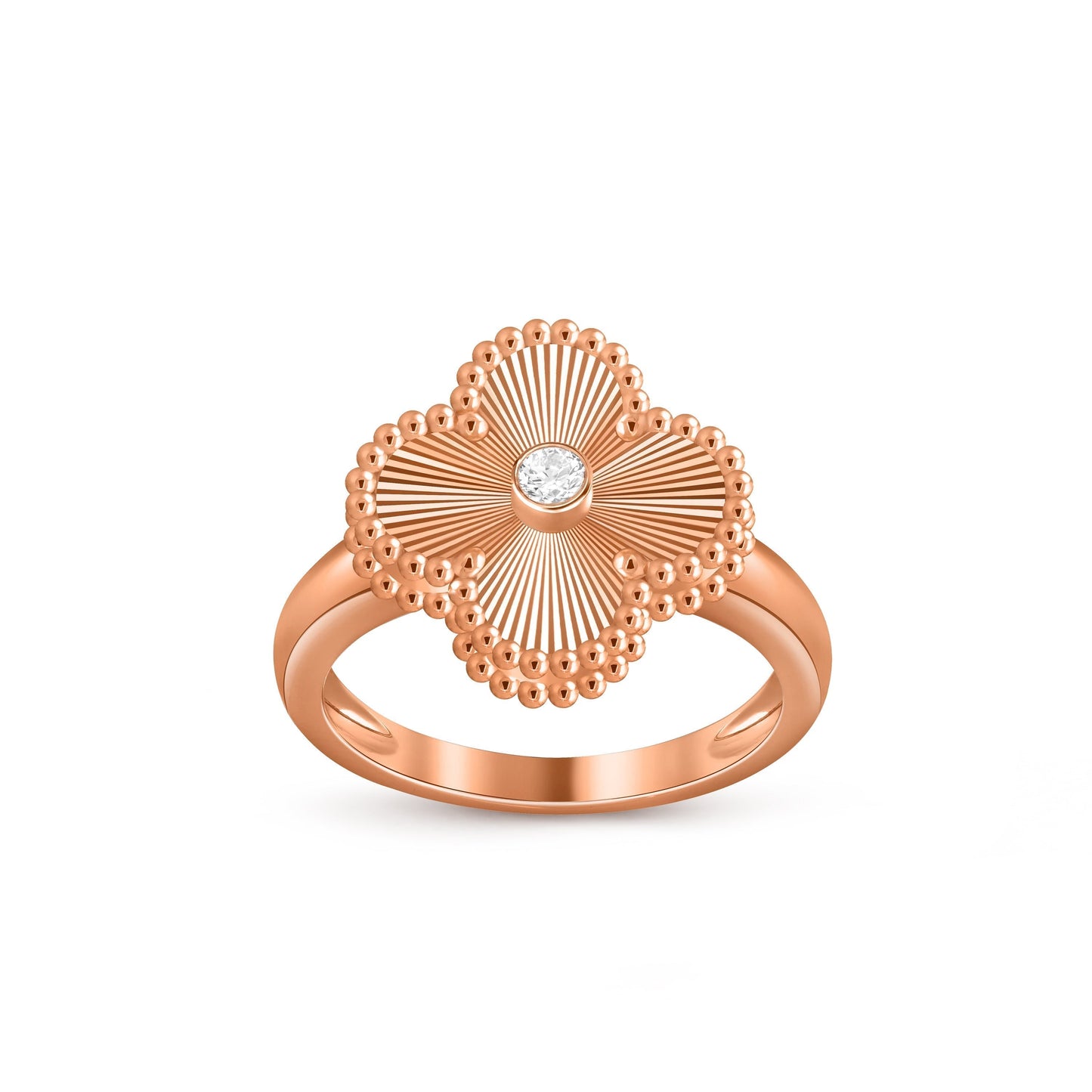 [Loran]LUCKY CLOVER DIAMOND-ACCENT ROSE GOLD RING COLLECTION