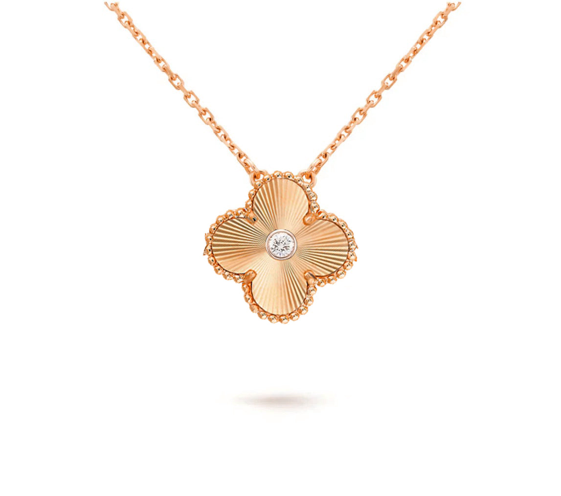 [Loran]15MM CLOVER FLOWER DIAMOND PENDANT NECKLACE COLLECTION