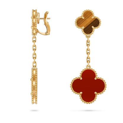 [Loran]CLOVER DUAL-MOTIF STATEMENT STUD EARRINGS - DOUBLE-CHARM COLLECTION