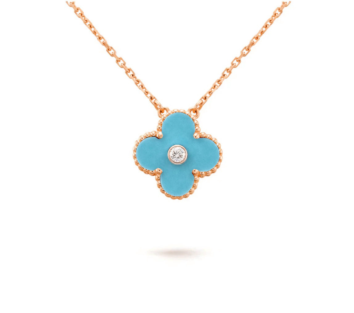 [Loran]15MM CLOVER FLOWER DIAMOND PENDANT NECKLACE COLLECTION