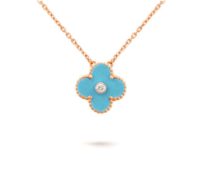 [Loran]15MM CLOVER FLOWER DIAMOND PENDANT NECKLACE COLLECTION