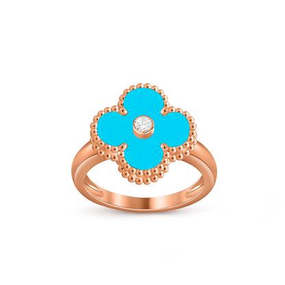 [Loran]LUCKY CLOVER DIAMOND-ACCENT ROSE GOLD RING COLLECTION