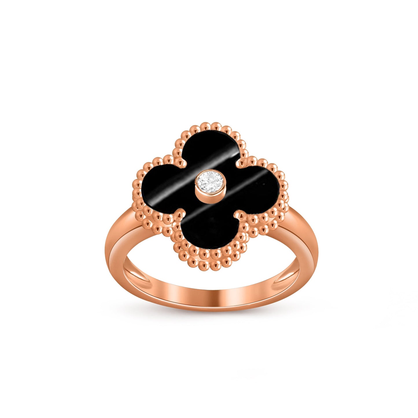 [Loran]LUCKY CLOVER DIAMOND-ACCENT ROSE GOLD RING COLLECTION