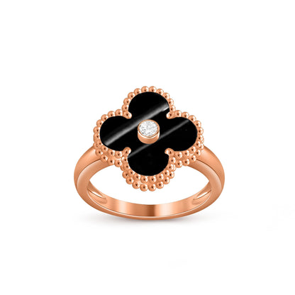 [Loran]LUCKY CLOVER DIAMOND-ACCENT ROSE GOLD RING COLLECTION