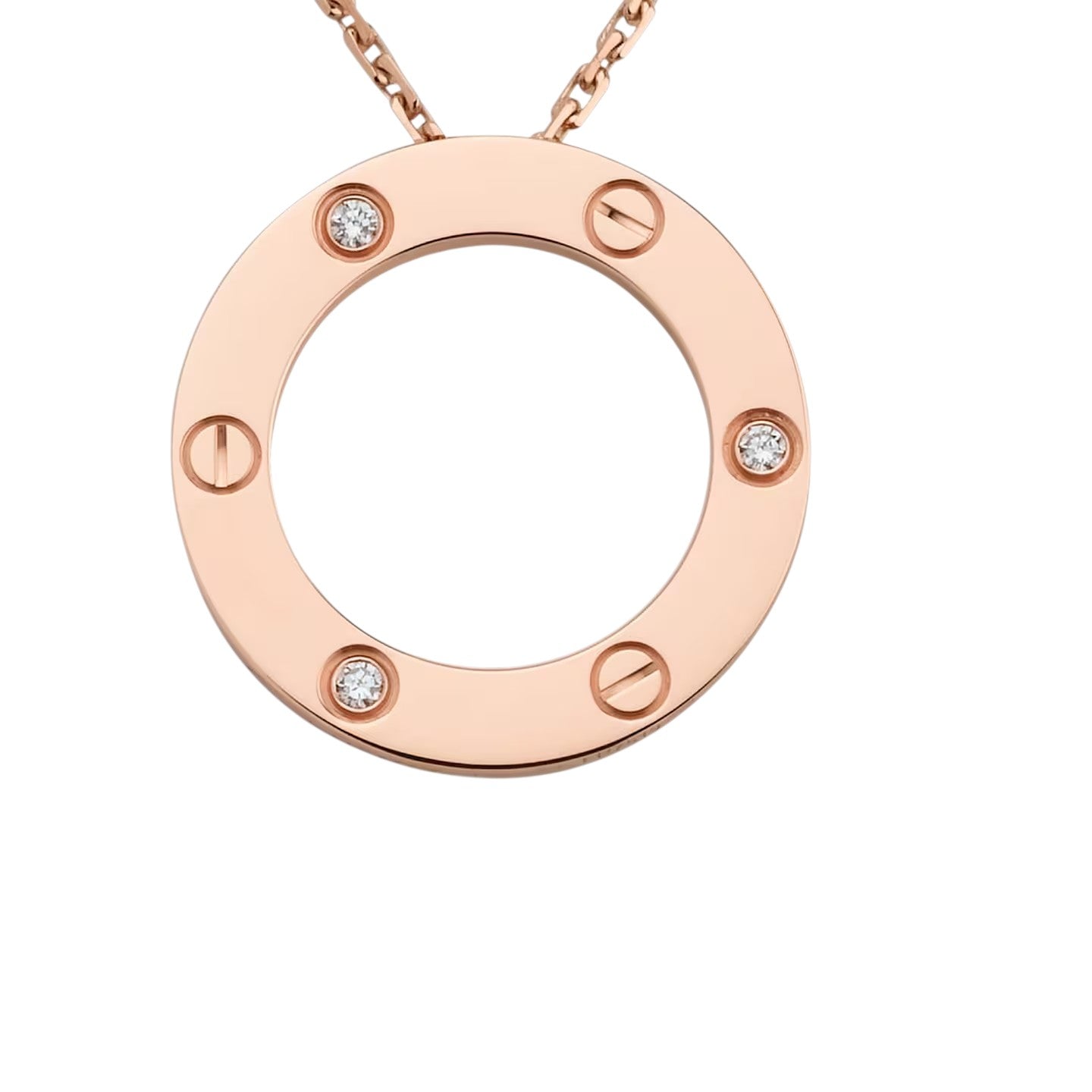 [Loran]LOVE LARGE CIRCULAR PENDANT 3-DIAMOND NECKLACE