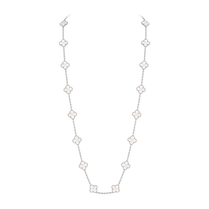 [Loran]CLASSIC 20-MOTIF LUCKY CLOVER LONG NECKLACE WHITE GOLD COLLECTION