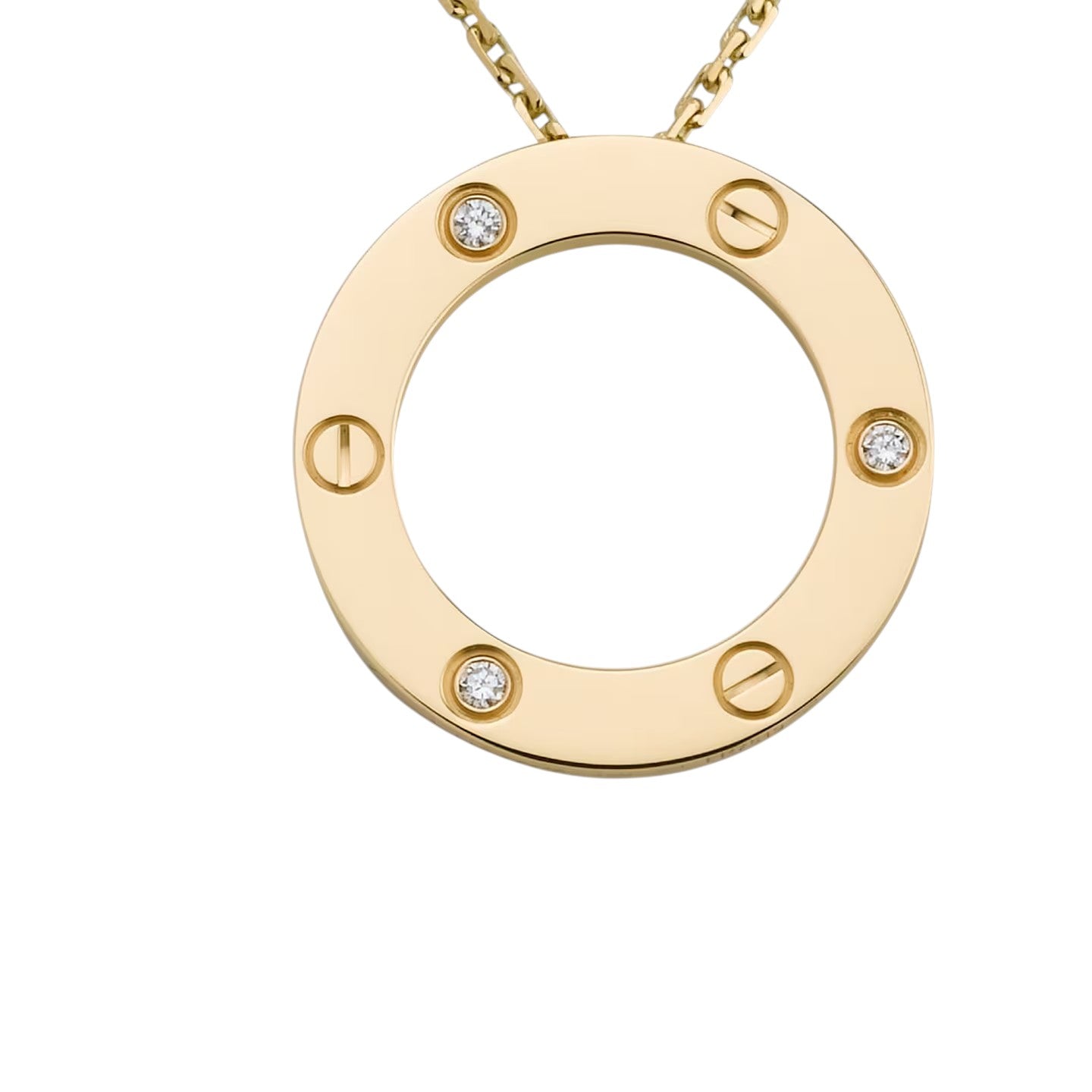 [Loran]LOVE LARGE CIRCULAR PENDANT 3-DIAMOND NECKLACE