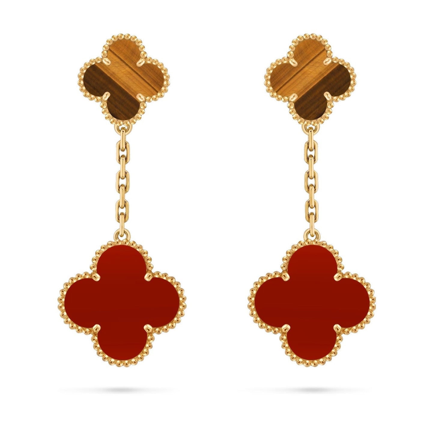 [Loran]CLOVER DUAL-MOTIF STATEMENT STUD EARRINGS - DOUBLE-CHARM COLLECTION