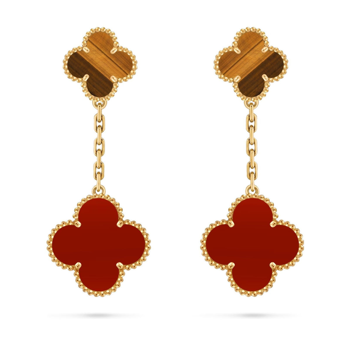 [Loran]CLOVER DUAL-MOTIF STATEMENT STUD EARRINGS - DOUBLE-CHARM COLLECTION