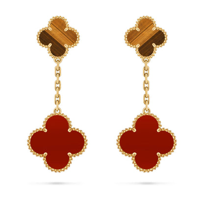 [Loran]CLOVER DUAL-MOTIF STATEMENT STUD EARRINGS - DOUBLE-CHARM COLLECTION