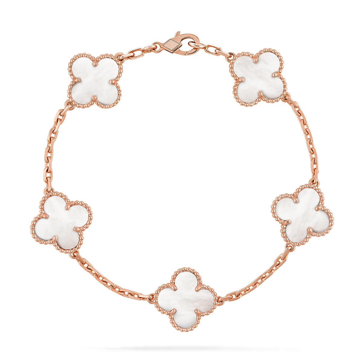 [Loran]LUCKY CLOVER 5-MOTIF BRACELET - WHITE MOTHER-OF-PEARL COLLECTION
