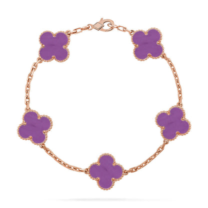 [Loran]LUCKY CLOVER 5-MOTIF BRACELET - VIOLET COLLECTION
