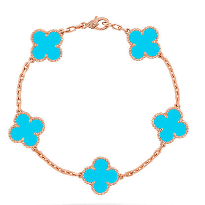 [Loran]LUCKY CLOVER 5-MOTIF BRACELET - TURQUOISE COLLECTION