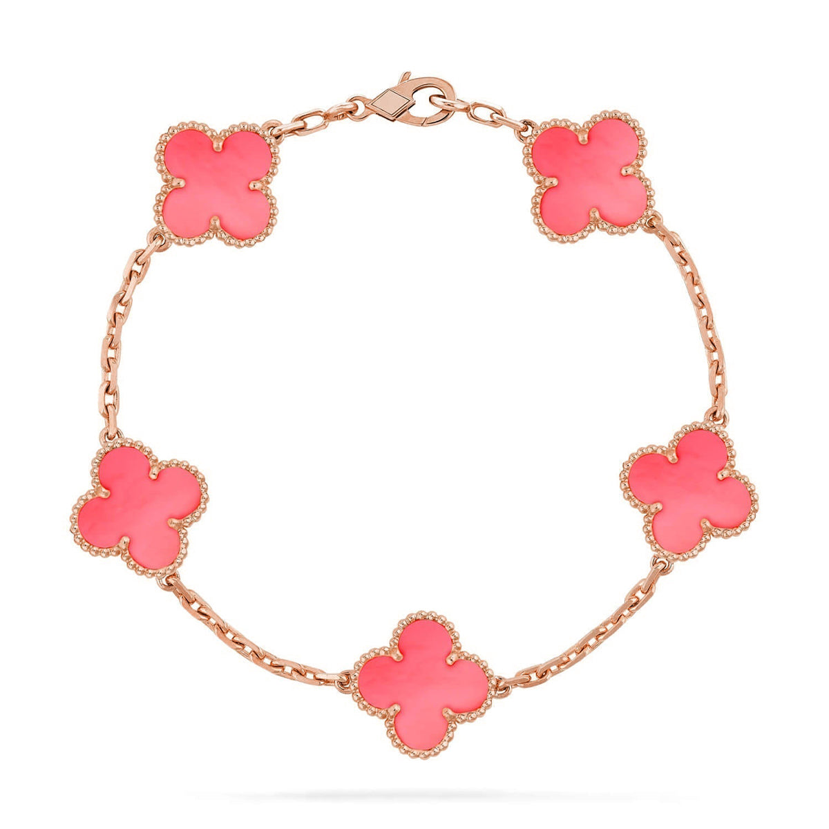 [Loran]LUCKY CLOVER 5-MOTIF BRACELET - PINK MOTHER-OF-PEARL COLLECTION