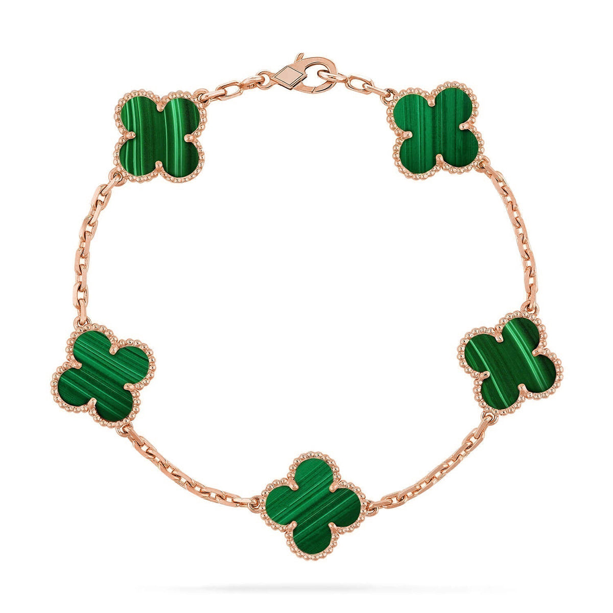 [Loran]LUCKY CLOVER 5-MOTIF BRACELET - MALACHITE COLLECTION