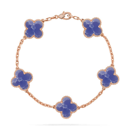 [Loran]LUCKY CLOVER 5-MOTIF BRACELET - BLUE LARIMAR COLLECTION