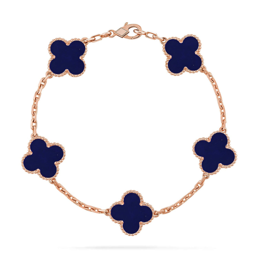 [Loran]LUCKY CLOVER 5-MOTIF BRACELET - LAPIS LAZULI COLLECTION