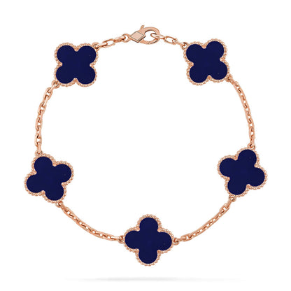 [Loran]LUCKY CLOVER 5-MOTIF BRACELET - LAPIS LAZULI COLLECTION