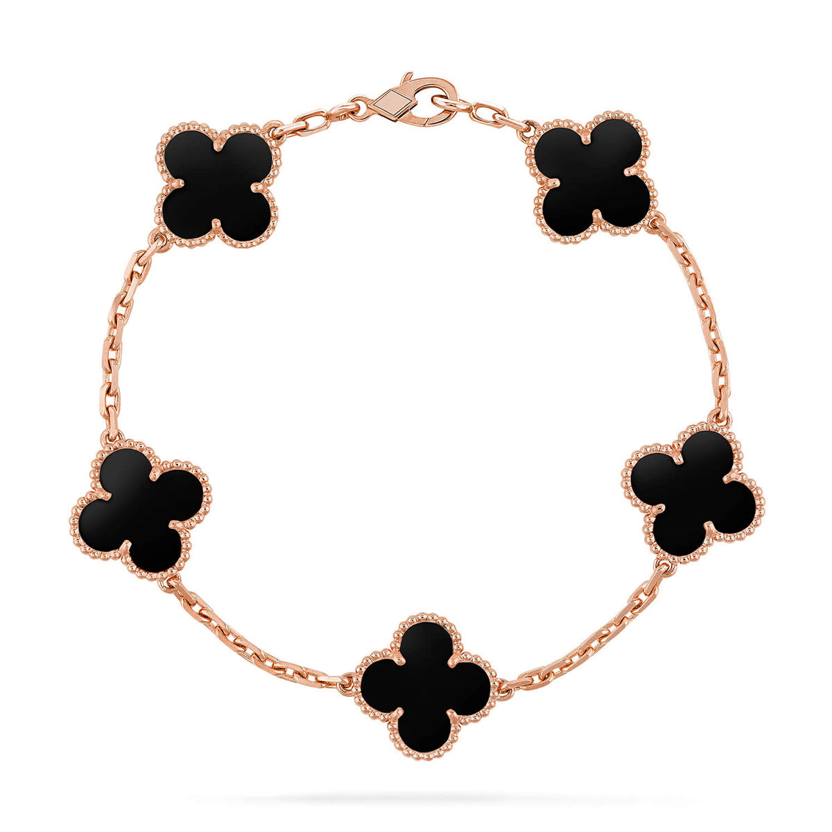 [Loran]LUCKY CLOVER 5-MOTIF BRACELET - BLACK OXNY COLLECTION