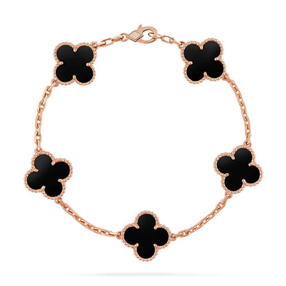 [Loran]LUCKY CLOVER 5-MOTIF BRACELET - BLACK OXNY COLLECTION