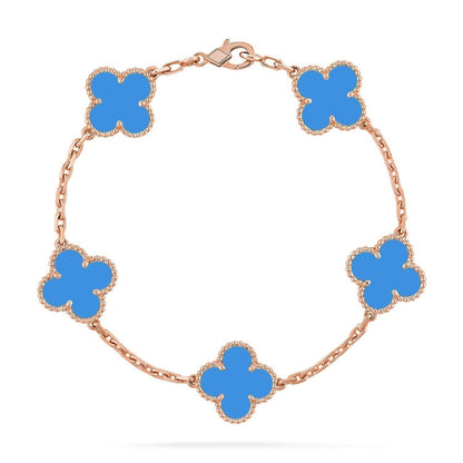[Loran]LUCKY CLOVER 5-MOTIF BRACELET - BLUE AGATE COLLECTION