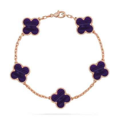 [Loran]LUCKY CLOVER 5-MOTIF BRACELET - CHAROITE COLLECTION
