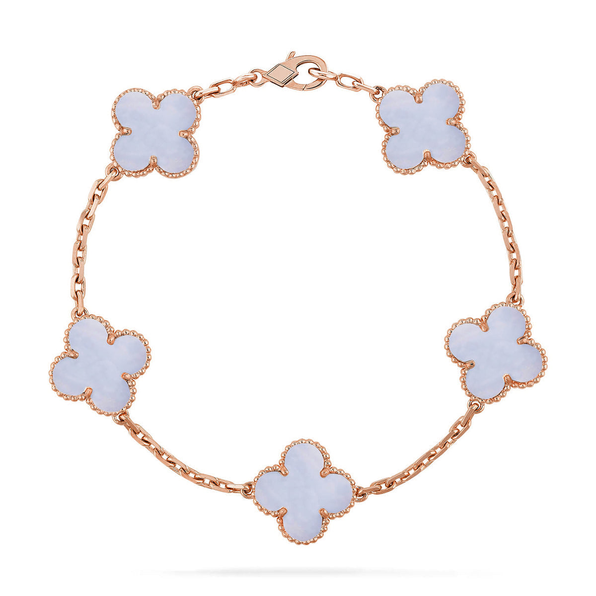 [Loran]LUCKY CLOVER 5-MOTIF BRACELET - PURPLE CHALCEDONY COLLECTION