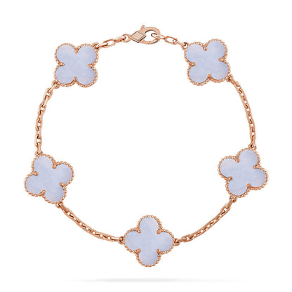[Loran]LUCKY CLOVER 5-MOTIF BRACELET - PURPLE CHALCEDONY COLLECTION