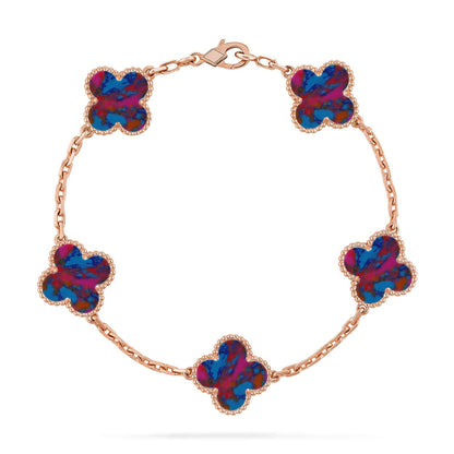 [Loran]LUCKY CLOVER 5-MOTIF BRACELET - MULTI-GEM COLLECTION