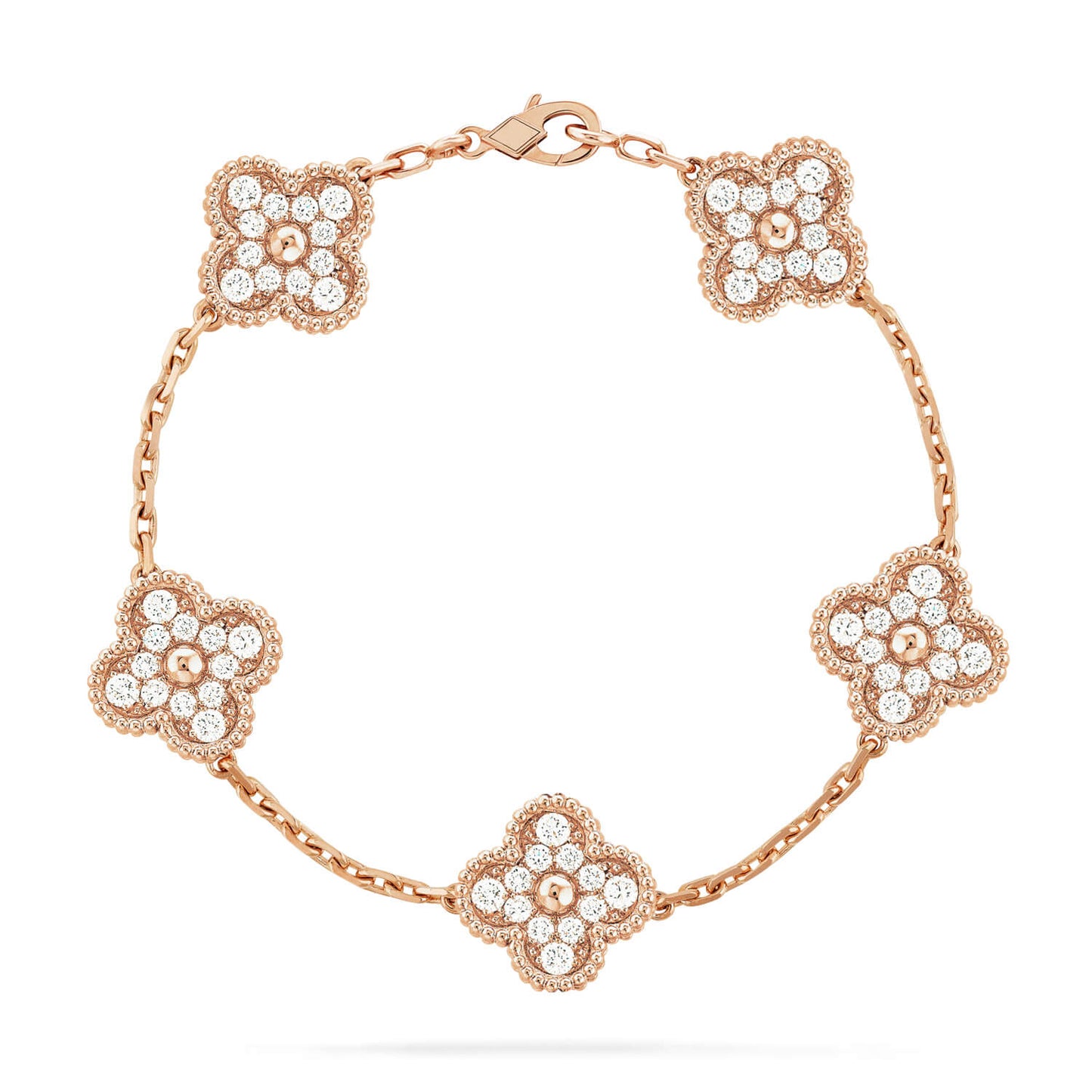 [Loran]LUCKY CLOVER 5-MOTIF BRACELET - FULL-DIAMOND