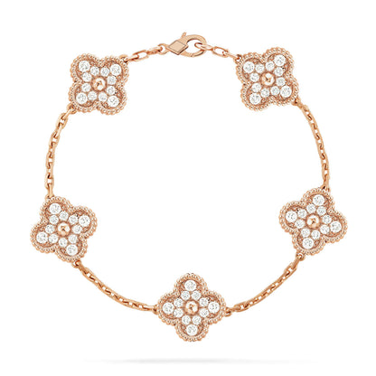 [Loran]LUCKY CLOVER 5-MOTIF BRACELET - FULL-DIAMOND