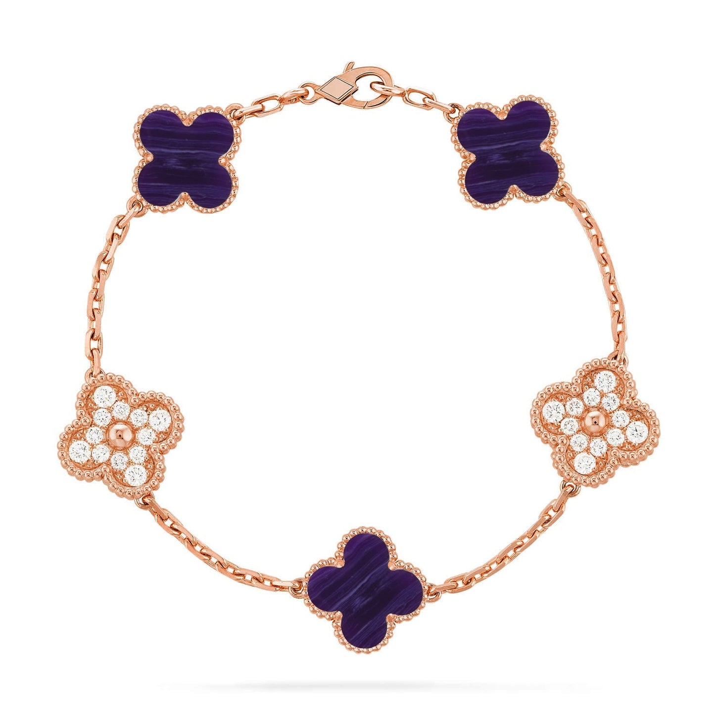 [Loran]LUCKY CLOVER 5-MOTIF BRACELET - CHAROITE COLLECTION