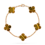 [Loran]LUCKY CLOVER 5-MOTIF BRACELET -  TIGER’S EYE COLLECTION