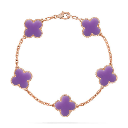 [Loran]LUCKY CLOVER 5-MOTIF BRACELET - LAVENDER COLLECTION