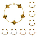 [Loran]LUCKY CLOVER 5-MOTIF BRACELET -  TIGER’S EYE COLLECTION