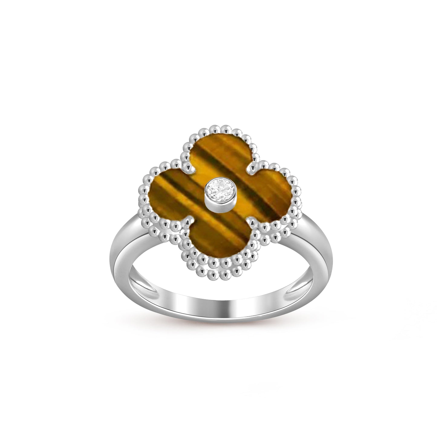 [Loran]LUCKY CLOVER DIAMOND-ACCENT WHITE GOLD RING COLLECTION