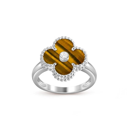 [Loran]LUCKY CLOVER DIAMOND-ACCENT WHITE GOLD RING COLLECTION
