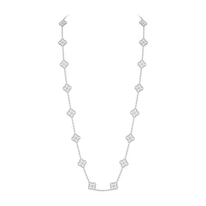 [Loran]CLASSIC 20-MOTIF LUCKY CLOVER LONG NECKLACE WHITE GOLD COLLECTION